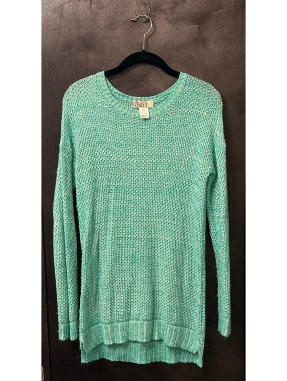 So Women's Light Green Knit Sweater Medium - Picture 1 of 3